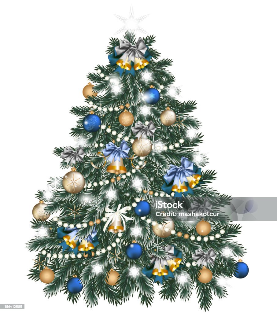 Vetores de Árvore De Natal Decorada Com Bolas No Branco e mais imagens de  Azul - Azul, Árvore de Natal, Bola - iStock