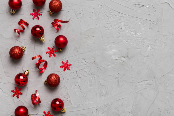 istock Christmas composition. a pattern of christmas balls on colored background. Flat lay, top view New year decor 1864127714