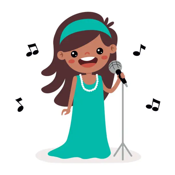 Vector illustration of Cartoon Drawing Of A Singer