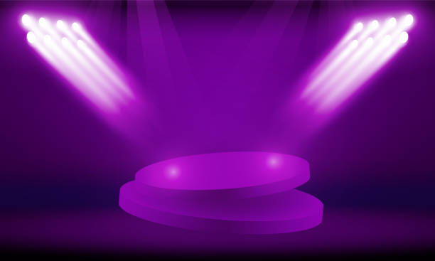istock Stage podium with lighting, Stage Podium Scene with for Award Ceremony on Light purple Background vector design. 1864149982
