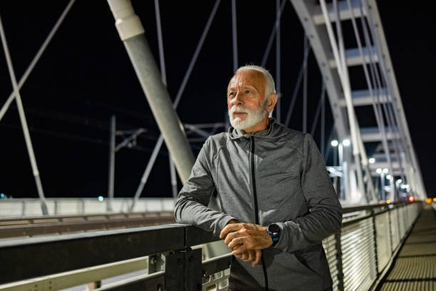 istock Senior male at night resting after jogging 1864150510