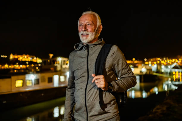 istock Senior man resting after workout at night. 1864164698