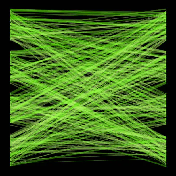 Vector illustration of Fiber-green straight random lines crossing