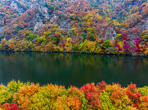 China, Liaoning, Benxi, Guanmen Mountain National Forest Park, Autumn Scenery