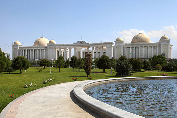 istock Palace with columns, domes and foutain in front. Ashkhabad. 186420238