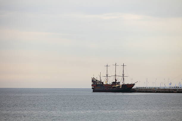 istock pirate ship on the water of Baltic Sea 186420367
