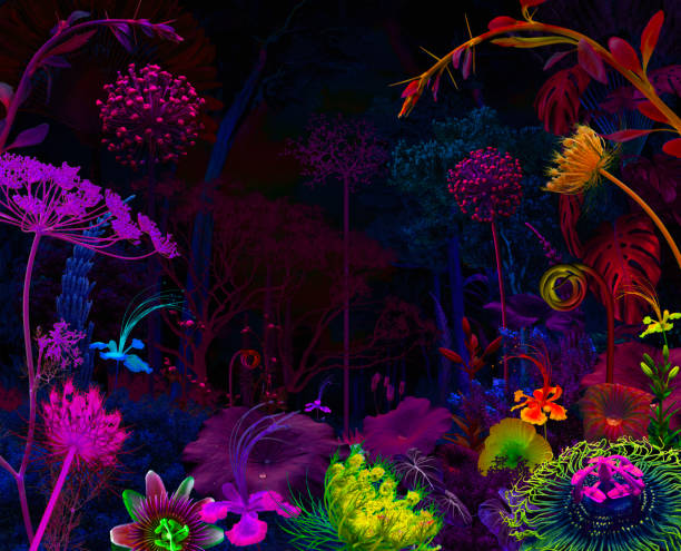 istock Beautiful blossom night jungle garden 1864217886