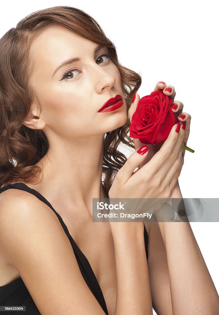 Femme avec rouge à lèvres rouge - Photo de Adulte libre de droits