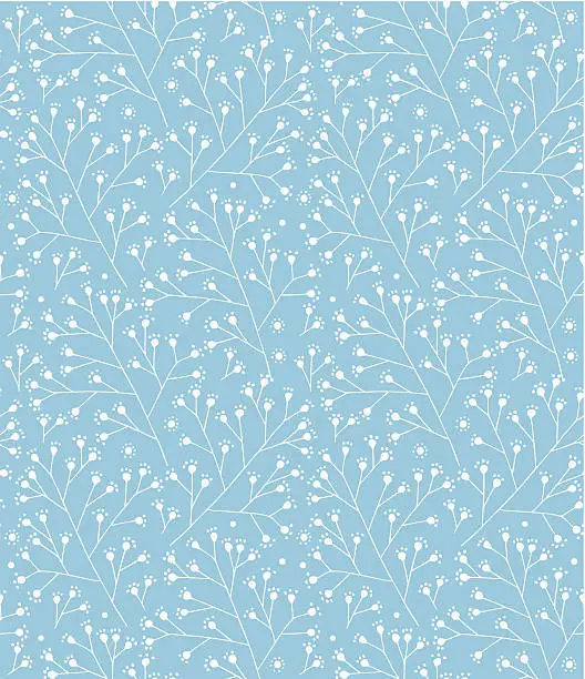 Vector illustration of Floral winter pattern. Decorative branches seamless background