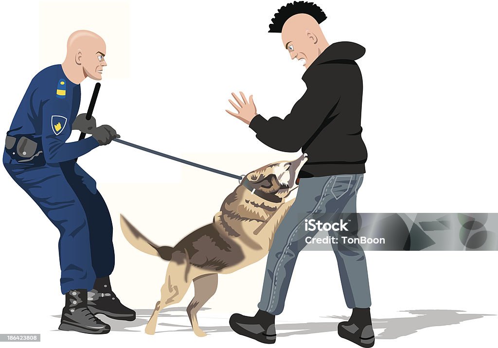 police dog attacks A police dog attacks demonstrator. Punk - Person stock vector