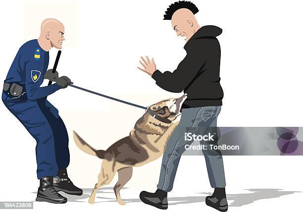 Police Dog Attacks Stock Illustration - Download Image Now - Punk - Person, Police Dog, Aggression