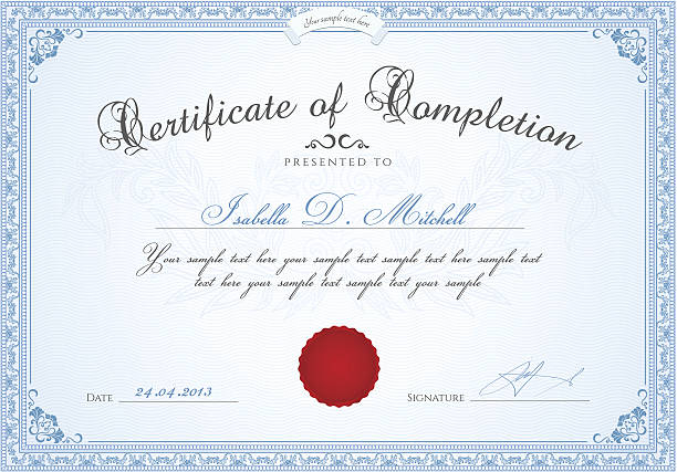 ilustrações, clipart, desenhos animados e ícones de certificado de conclusão/diploma modelo.  prêmio fundo floral fronteira, quadro - certificate frame diploma guilloche