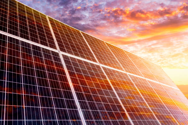istock New solar panels and cloud landscape at sunset 1864246864
