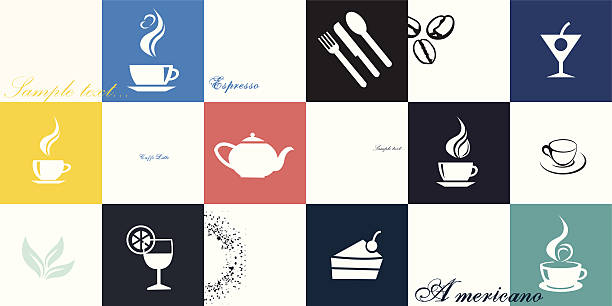 illustrations, cliparts, dessins animés et icônes de café et thé tasse ensemble.  icône de vecteur de la collection - cherrywood