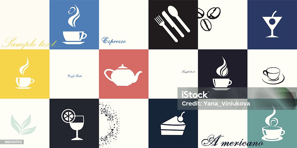 Чашки для кофе и чая.  Вектор icon collection - Векторная графика Кафе роялти-фри