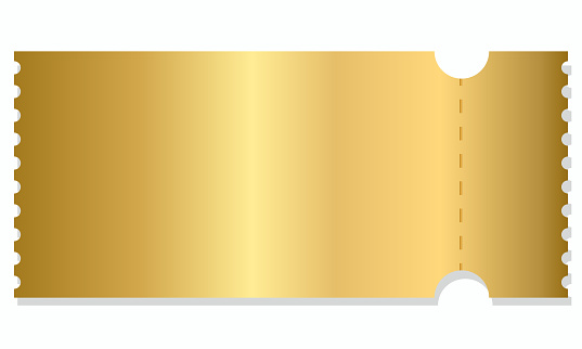 blank golden coupon or ticket. Golden sticker discount template. Vector illustration