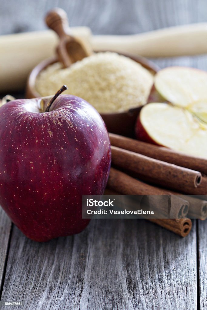 Baking a pie - apples, sugar and cinnamon Apple - Fruit Stock Photo