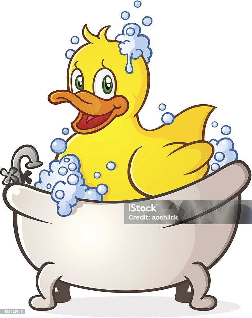Rubber Duck Bubble Bath Cartoon Character Stock Illustration - Download  Image Now - Bathtub, Duck - Bird, Bubble Bath - iStock