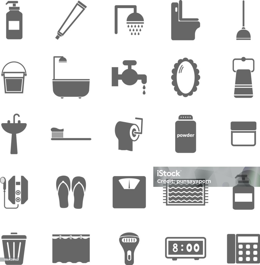 Badezimmer-Symbole auf weißem Hintergrund - Lizenzfrei Ausrüstung und Geräte Vektorgrafik