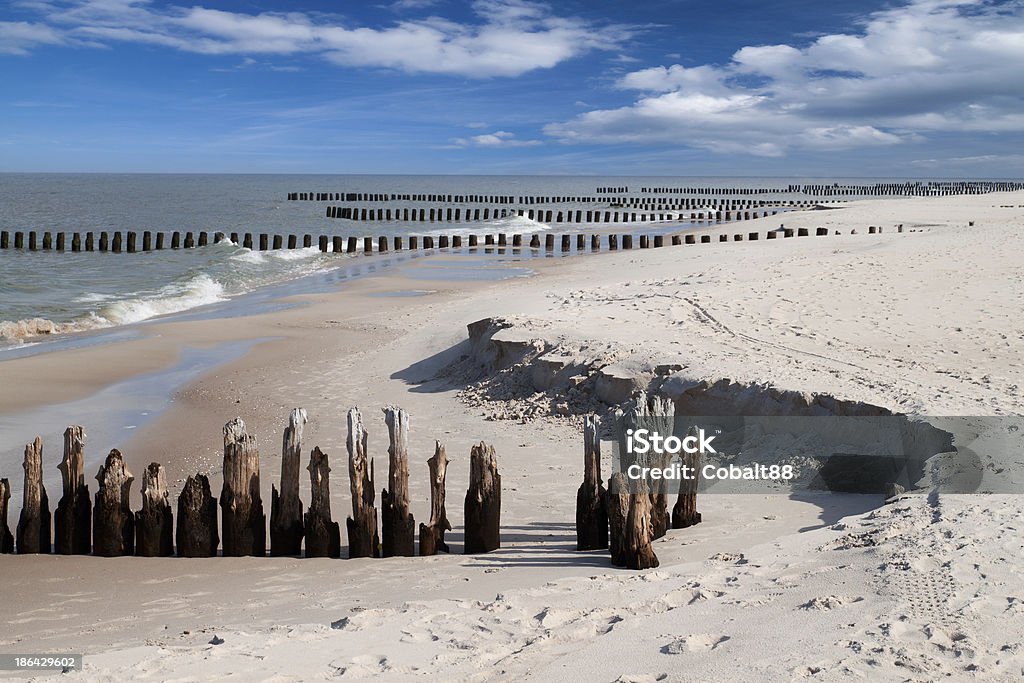 Baltic sea Wooden breakwaters at Baltic sea coast. Baltic Countries Stock Photo