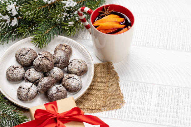 istock Christmas cookies and mulled wine arrangement 1864311685