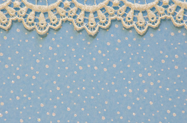 Blue polka dot paper and pretty with white lace