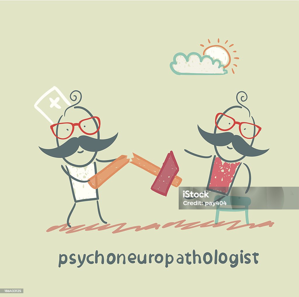 psychoneuropathologist con un martello rotto - arte vettoriale royalty-free di Anatomia umana