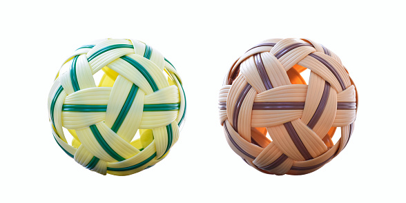 Isolated sepak takraw ball on white background, clipping paths.