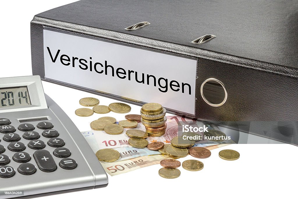 Versicherungen Binder calculadora e moeda - Foto de stock de Aposentadoria royalty-free