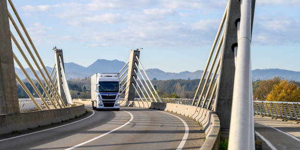 istock Truck on the bridge 1864344813