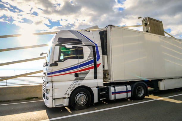 Truck passing through the bridge