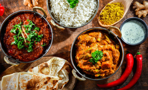 istock Hot madras paneer and vegetable masala with rice 1864354669