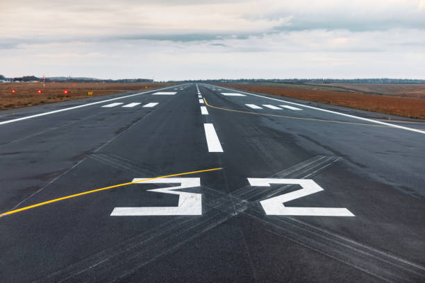 Airport runway with markings