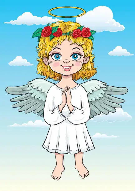 Vector illustration of A smiling angel will add happiness to any project.