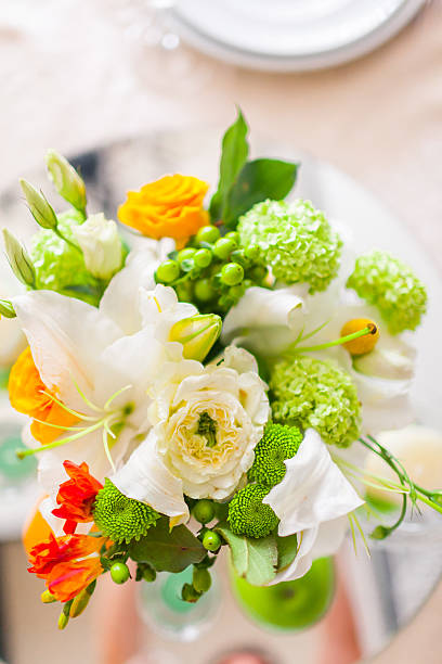 decoration with flowers and fruit stock photo