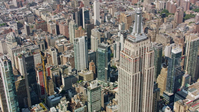 AERIAL Empire State Building in Midtown Manhattan, NYC