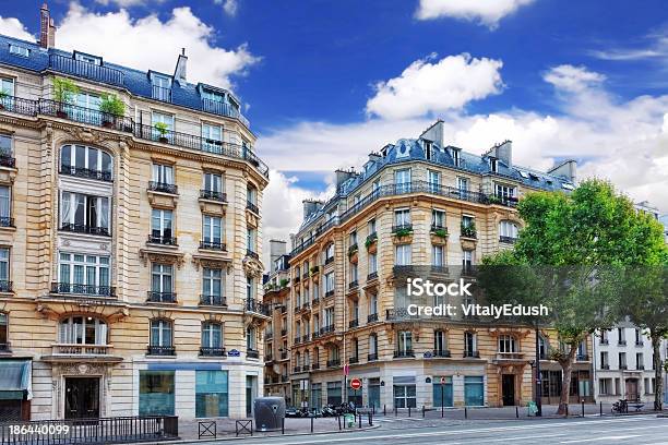 City Urban View On Building In Parisfrance Stock Photo - Download Image Now - Paris - France, Street, Architecture