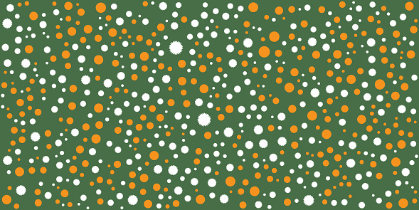 Lots of Colorful Orange and White Spots, Flower Shapes - Vintage Style Texture, Background, Design Element in Editable Vector Format