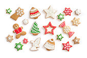 istock Gingerbread cookies on white background 186440641