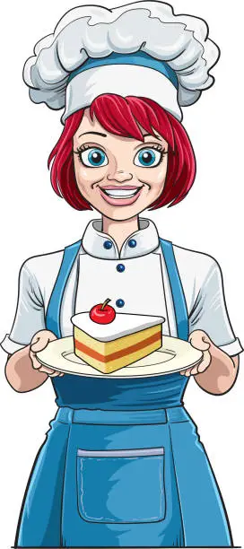 Vector illustration of cute girl chef
