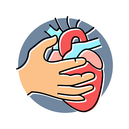 chronic heart palpitations disease symptom color icon vector. chronic heart palpitations disease symptom sign. isolated symbol illustration