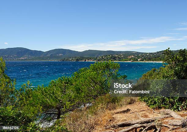 View On The Beach La Croixvalmer Stock Photo - Download Image Now - Beach, Beauty In Nature, Blue