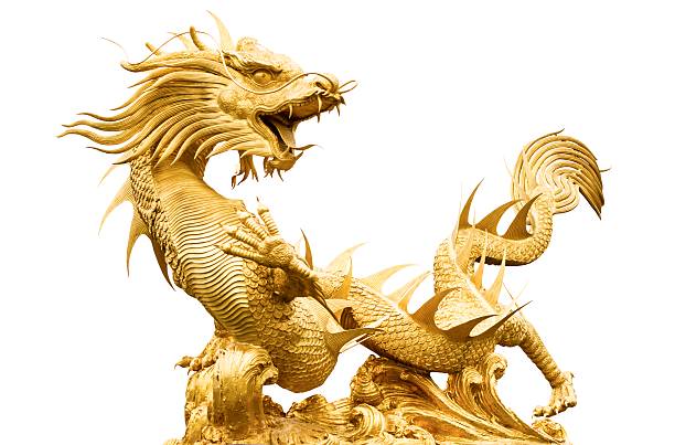 istock Giant golden Chinese dragon 186442344
