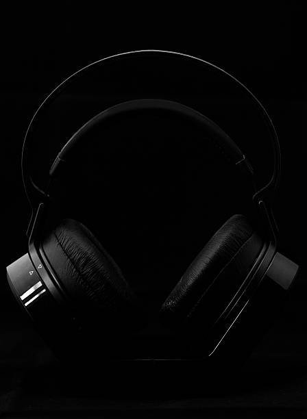 istock Headphones on black background 186442594