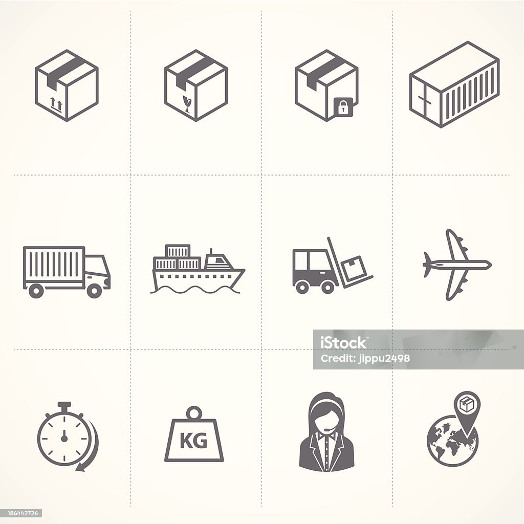 Logistics and Shipping icons - Illustration pen tools, fill color, pathfinder Airplane stock vector