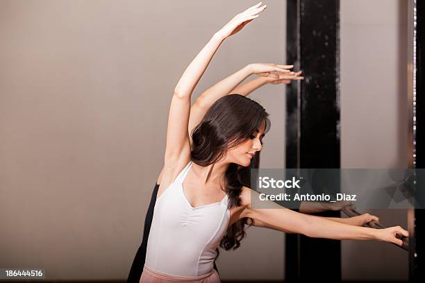 Practicing In A Ballet Barre Stock Photo - Download Image Now - 20-29 Years, Activity, Adult