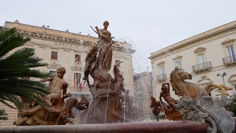 Fountain Of Diana In Syracuse On The Italian Island Of Ortygia