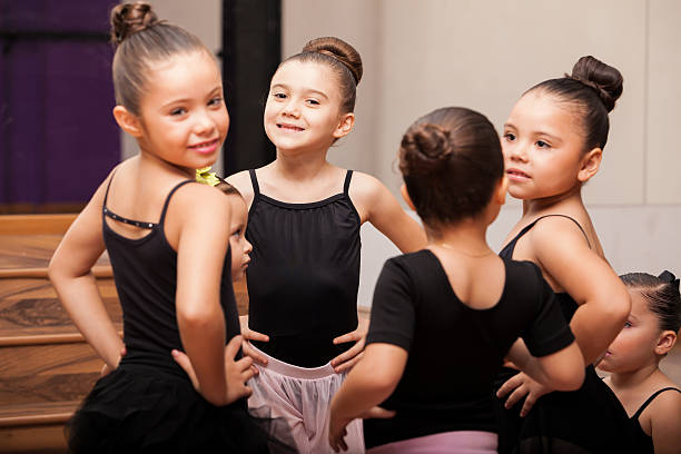 istock Happy little girls in ballet class 186444889