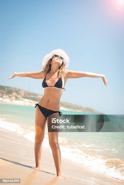 Happy Girl On The Beach Stock Photo - Download Image Now - Adult, Adults Only, Beach