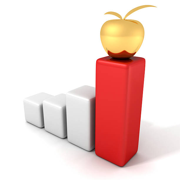 istock success business bar graph with golden apple on red top 186448141